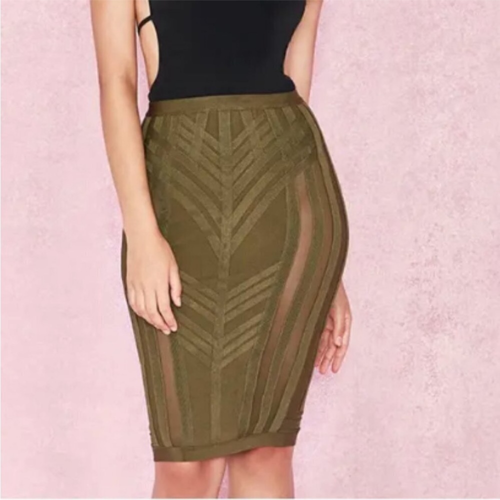 House of CB Olive Green Bandage Pencil Skirt